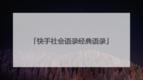 快手社会语录经典语录