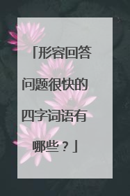 形容回答问题很快的四字词语有哪些？