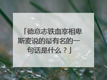 德意志铁血宰相卑斯麦说的最有名的一句话是什么？