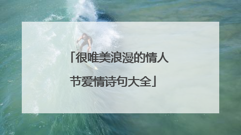 很唯美浪漫的情人节爱情诗句大全