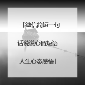 微信简短一句话说说心情短语人生心态感悟