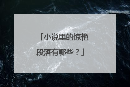 小说里的惊艳段落有哪些？