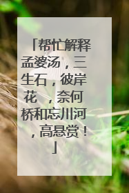 帮忙解释孟婆汤，三生石，彼岸花 ，奈何桥和忘川河，高悬赏！