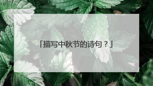 描写中秋节的诗句？