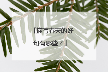 描写春天的好句有哪些？