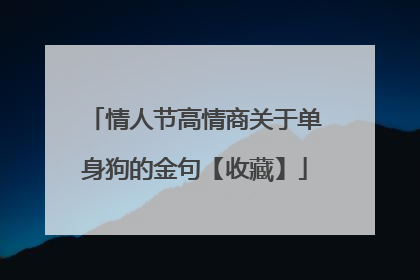 情人节高情商关于单身狗的金句【收藏】