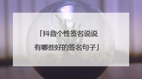 抖音个性签名说说 有哪些好的签名句子