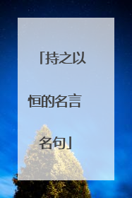 持之以恒的名言名句