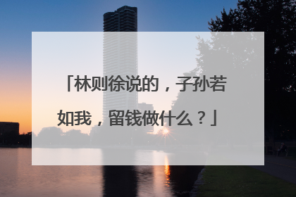 林则徐说的，子孙若如我，留钱做什么？