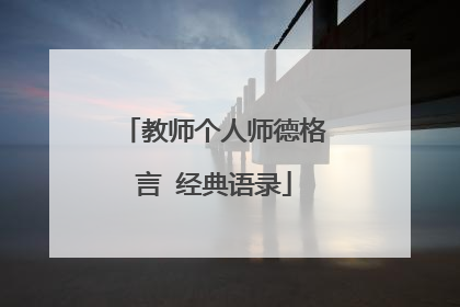 教师个人师德格言 经典语录