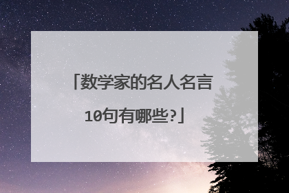 数学家的名人名言10句有哪些?