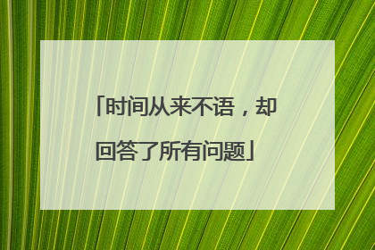 时间从来不语，却回答了所有问题