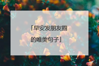 早安发朋友圈的唯美句子