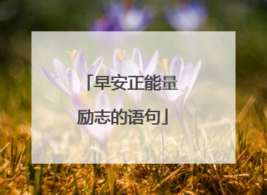 早安正能量励志的语句