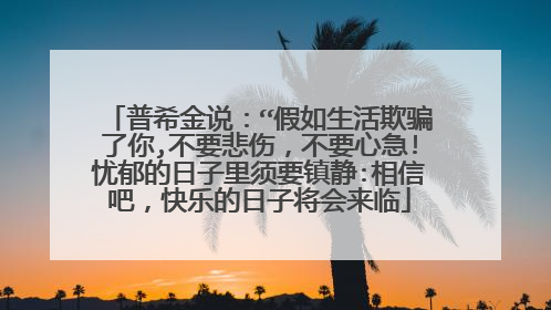 普希金说：“假如生活欺骗了你,不要悲伤，不要心急!忧郁的日子里须要镇静:相信吧，快乐的日子将会来临