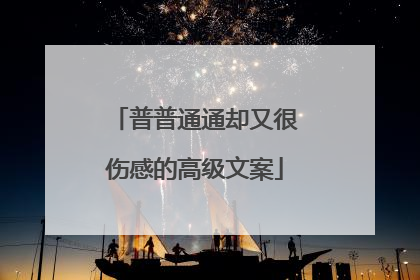 普普通通却又很伤感的高级文案