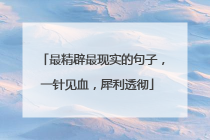 最精辟最现实的句子，一针见血，犀利透彻