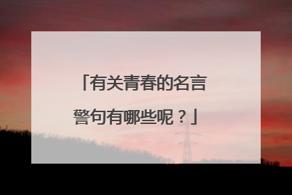 有关青春的名言警句有哪些呢？