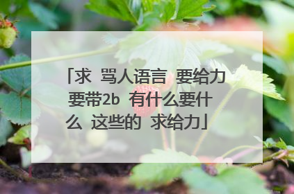 求 骂人语言 要给力 要带2b 有什么要什么 这些的 求给力