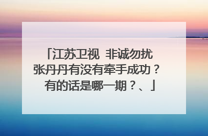 江苏卫视 非诚勿扰 张丹丹有没有牵手成功？ 有的话是哪一期？、