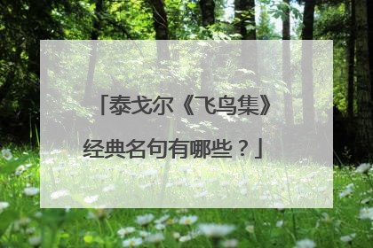 泰戈尔《飞鸟集》经典名句有哪些？