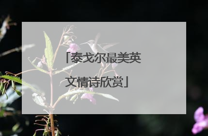 泰戈尔最美英文情诗欣赏