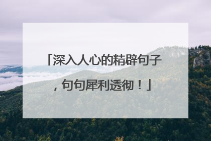 深入人心的精辟句子，句句犀利透彻！