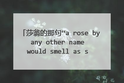 莎翁的那句“a rose by any other name would smell as sweet”怎么翻译，谢谢