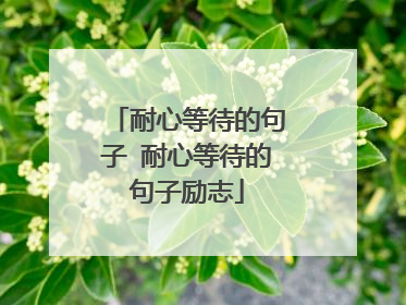 耐心等待的句子 耐心等待的句子励志