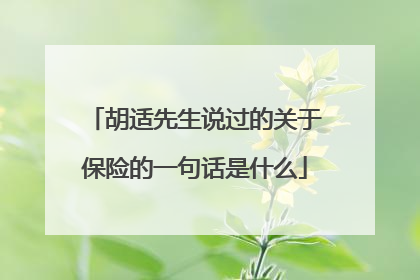 胡适先生说过的关于保险的一句话是什么