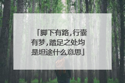 脚下有路,行囊有梦,踏足之处均是坦途什么意思