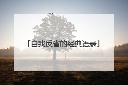 自我反省的经典语录