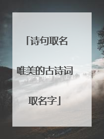 诗句取名 唯美的古诗词取名字