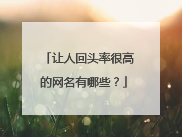 让人回头率很高的网名有哪些？