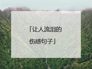 让人流泪的伤感句子