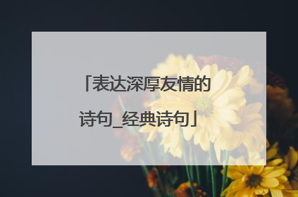 表达深厚友情的诗句_经典诗句