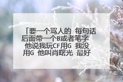 要一个骂人的 每句话后面带一个B或者笔字 他说我玩CF用G 我没用G 他叫肖曙光 最好是一句话一段的那种