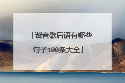 谐音歇后语有哪些句子100条大全