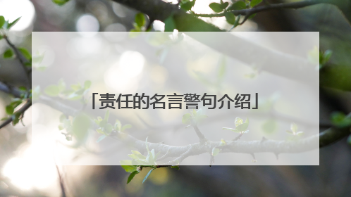 责任的名言警句介绍