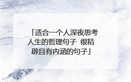 适合一个人深夜思考人生的哲理句子 很精辟且有内涵的句子