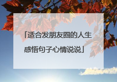 适合发朋友圈的人生感悟句子心情说说