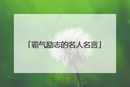 霸气励志的名人名言