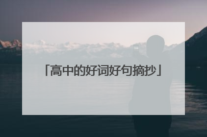 高中的好词好句摘抄