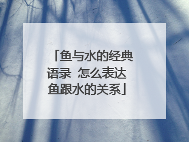 鱼与水的经典语录 怎么表达鱼跟水的关系