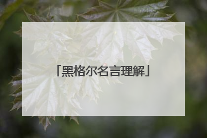 黑格尔名言理解