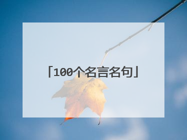 100个名言名句