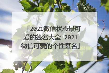 2021微信状态最可爱的签名大全 2021微信可爱的个性签名