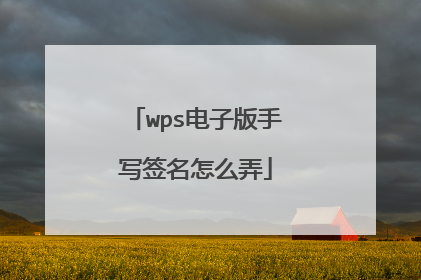 wps电子版手写签名怎么弄